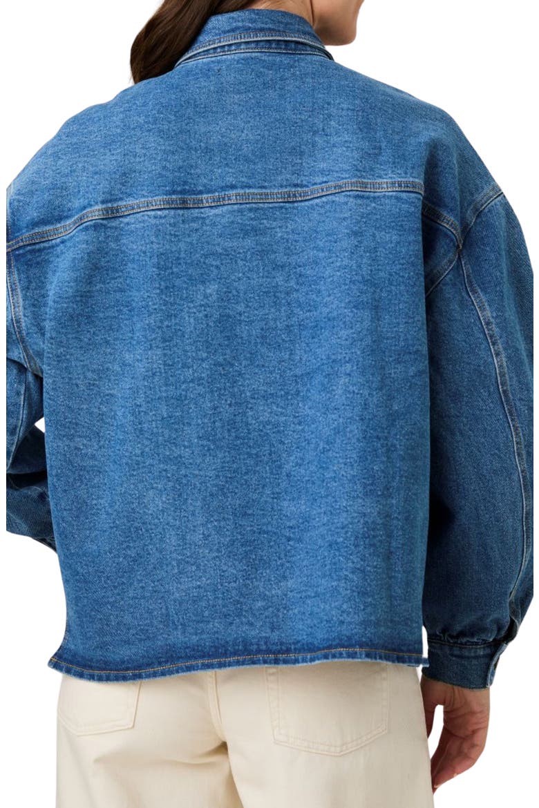 Penelope Puff Sleeve Denim Shirt Jacket, Alternate, color, MID VINTAGE WASH