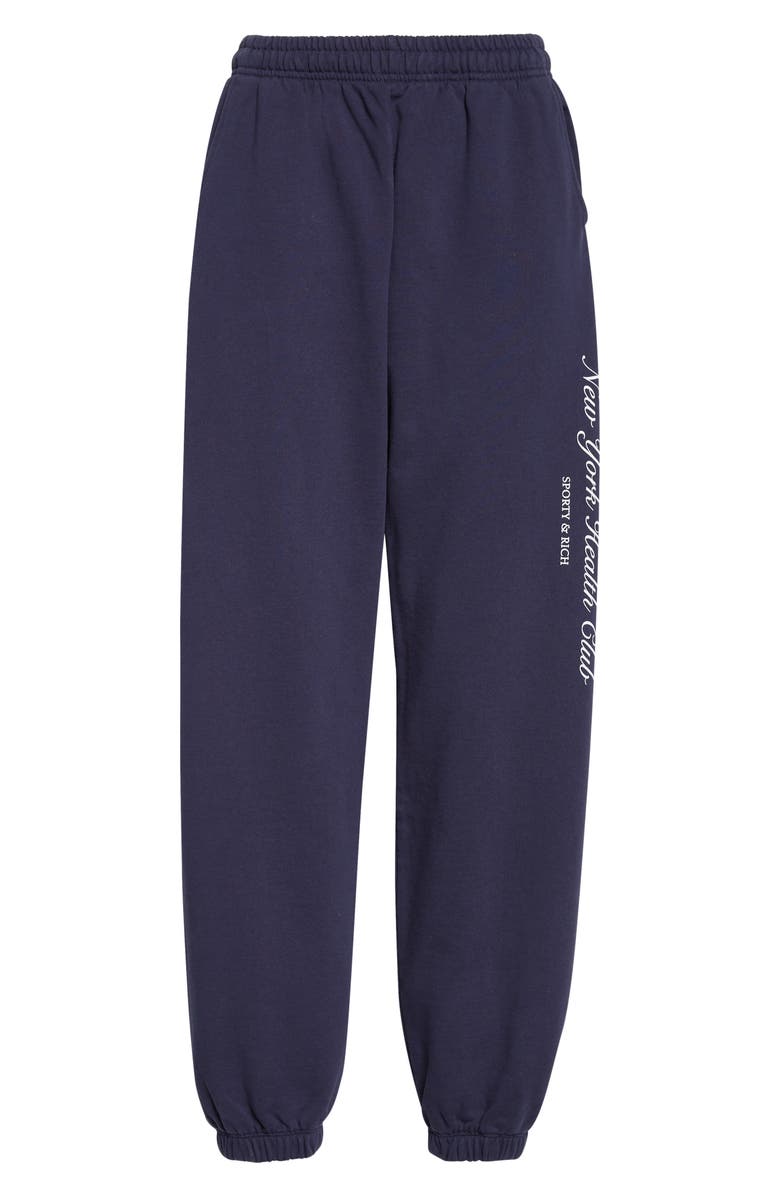 Sporty & Rich Gender Inclusive NY Health Club Fleece Sweatpants, Main, color, Dark Navy