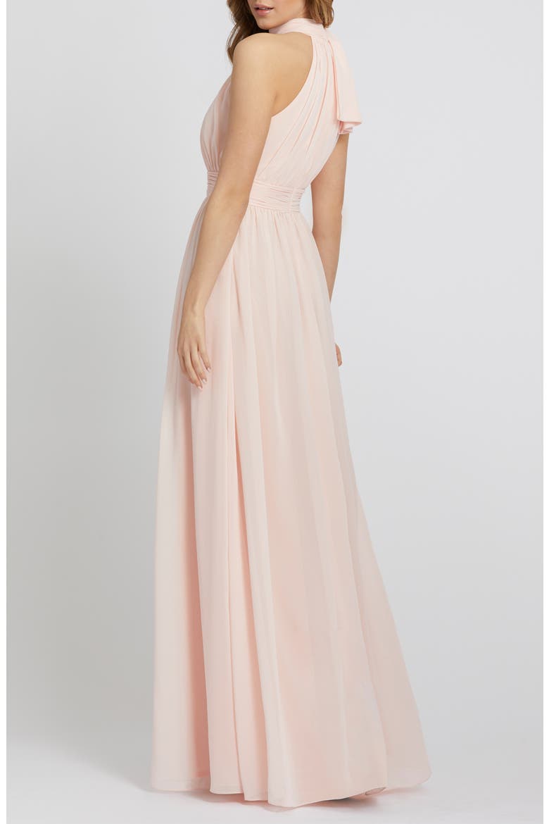 A Line Chiffon Halter Neck Evening Gown, Alternate, color, BLUSH