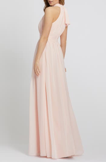 Ieena Mac Duggal Dress 55035i Hogh Neck Grecian Ruched sold Long Dress Blush Pink 16