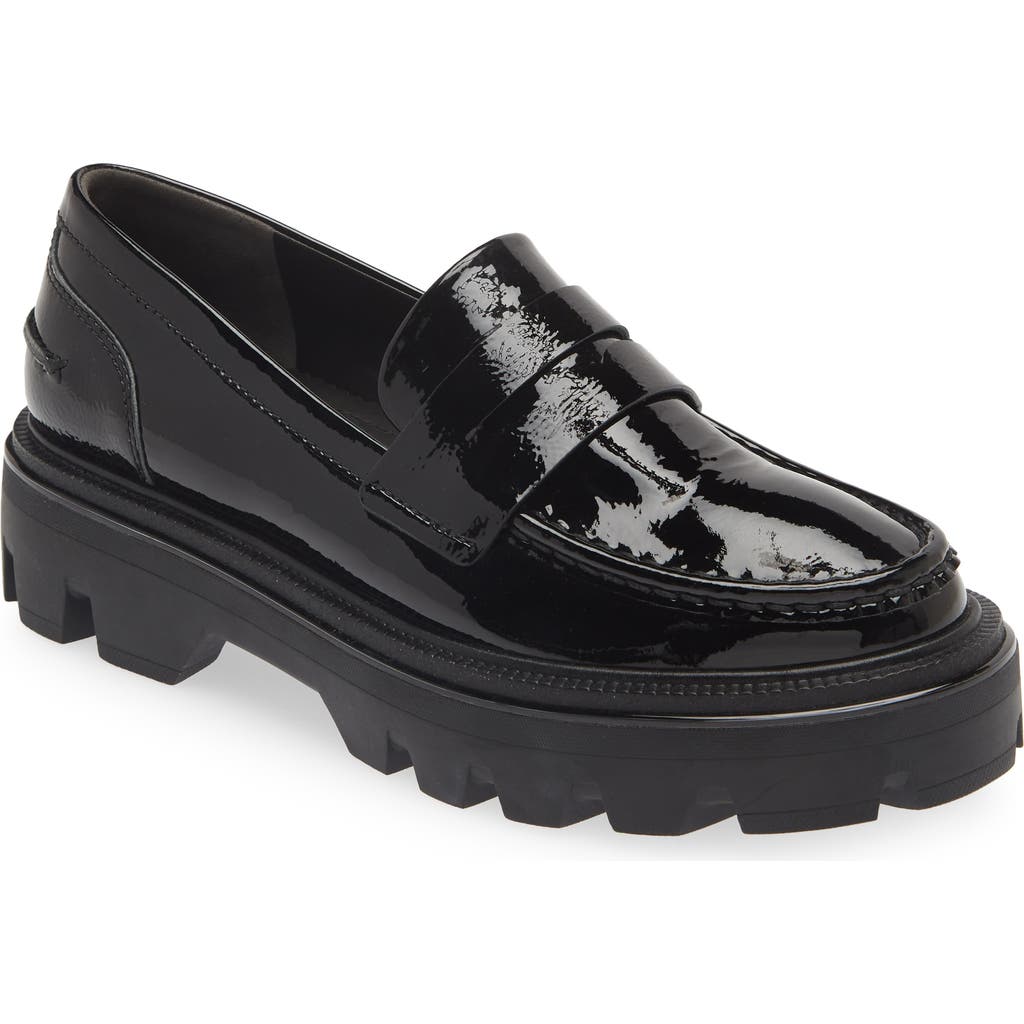 Rag & Bone Quinn Patent-leather Lug-sole Penny Loafers In Black Patent
