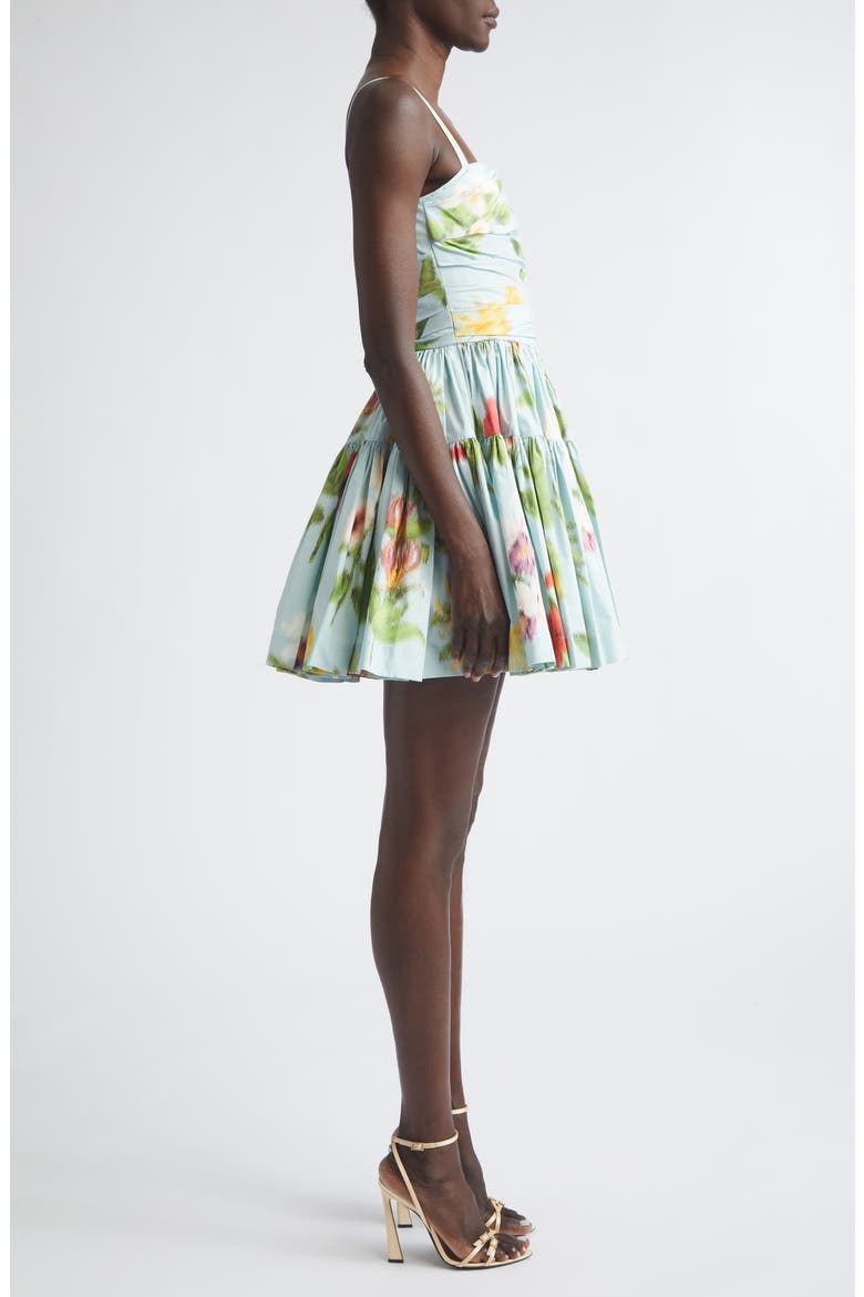 Chiné Floral Print Ruched Cotton Stretch Poplin Sundress, Alternate, color, SALTWATER MULTI