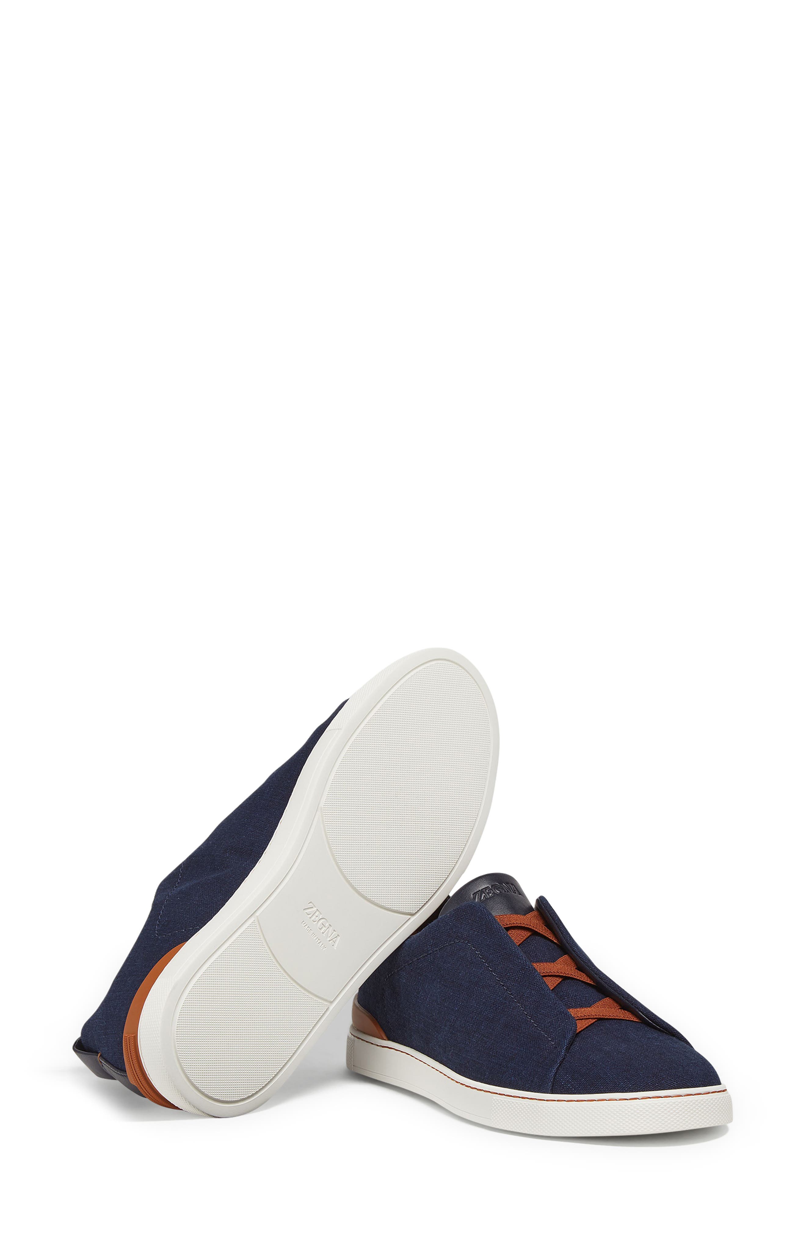 ZEGNA Triple Stitch Denim Slip-On Sneaker, Alternate, color, 