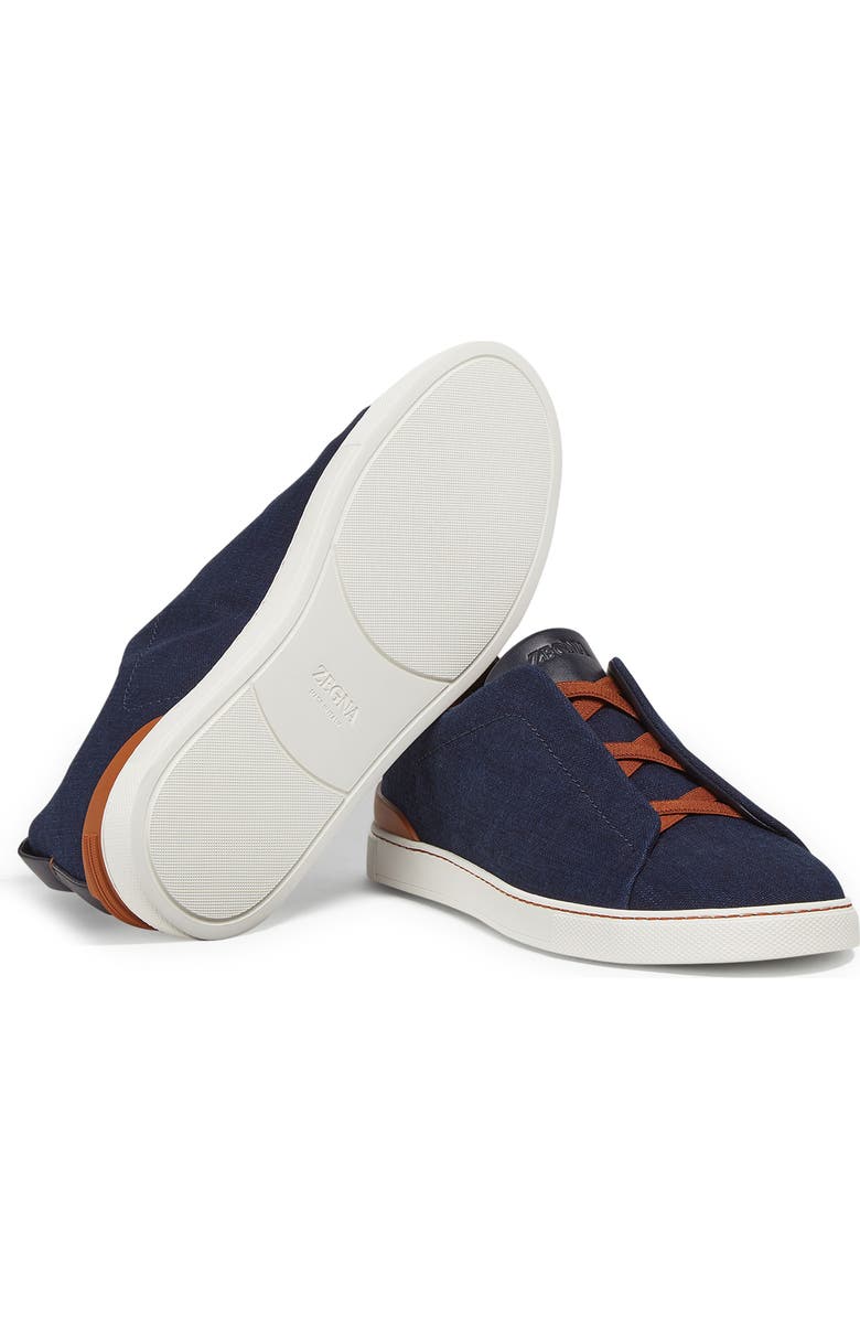ZEGNA Triple Stitch Denim Slip-On Sneaker, Alternate, color,