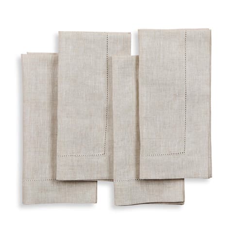 Linen Dinner Napkins - Classic Hemstitch, 20" x 20" Inch