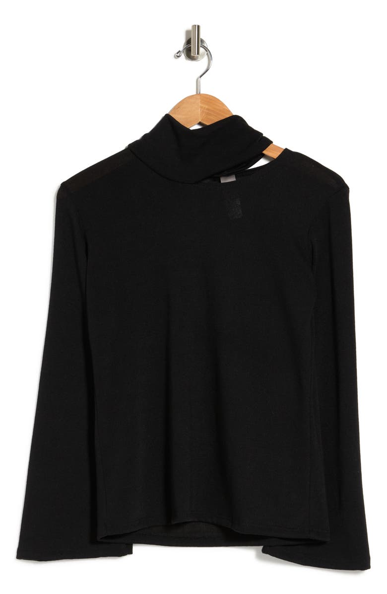GO COUTURE Turtleneck Cutout Sweater, Alternate, color, Black