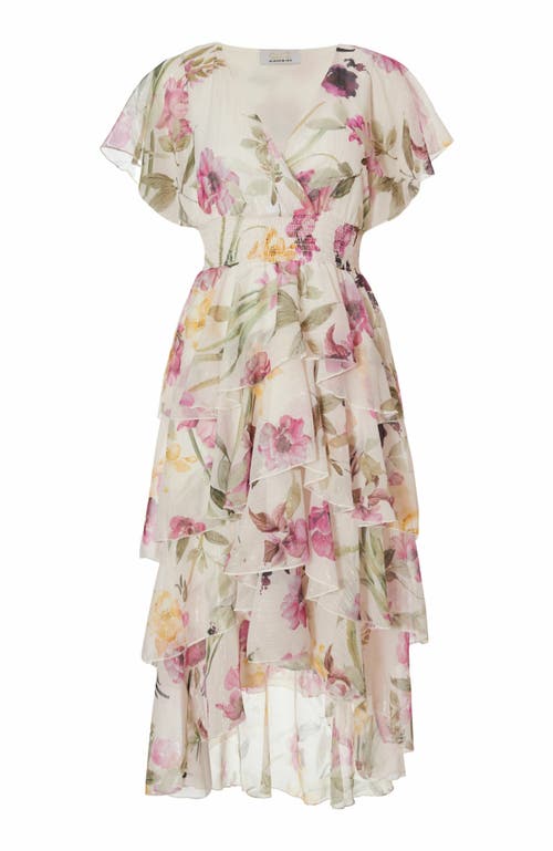 Quiz Floral Chiffon Tiered Maxi Dress In White