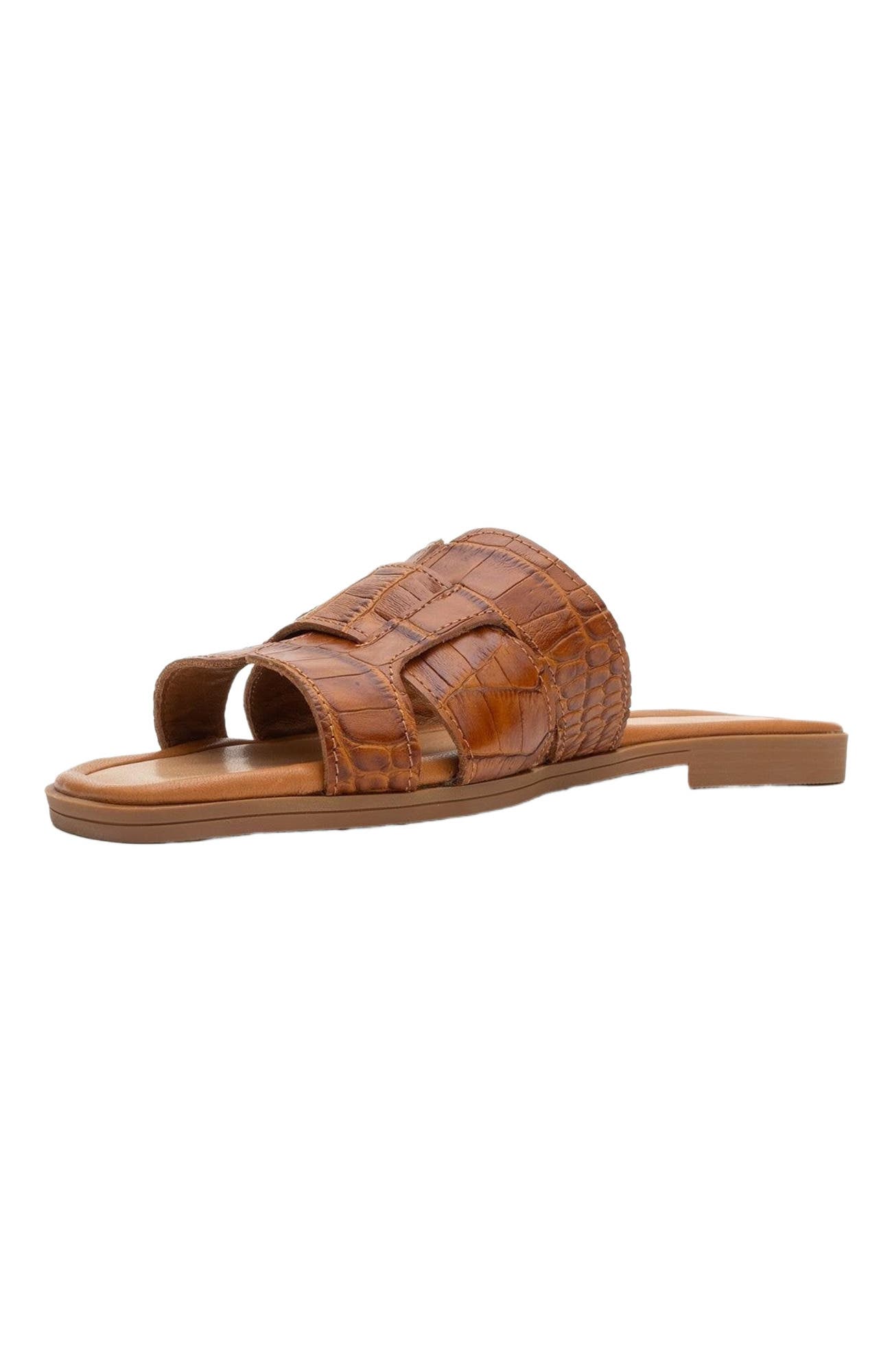 Notre Leather Flat Sandals, Alternate, color, Cognac Brown Leather