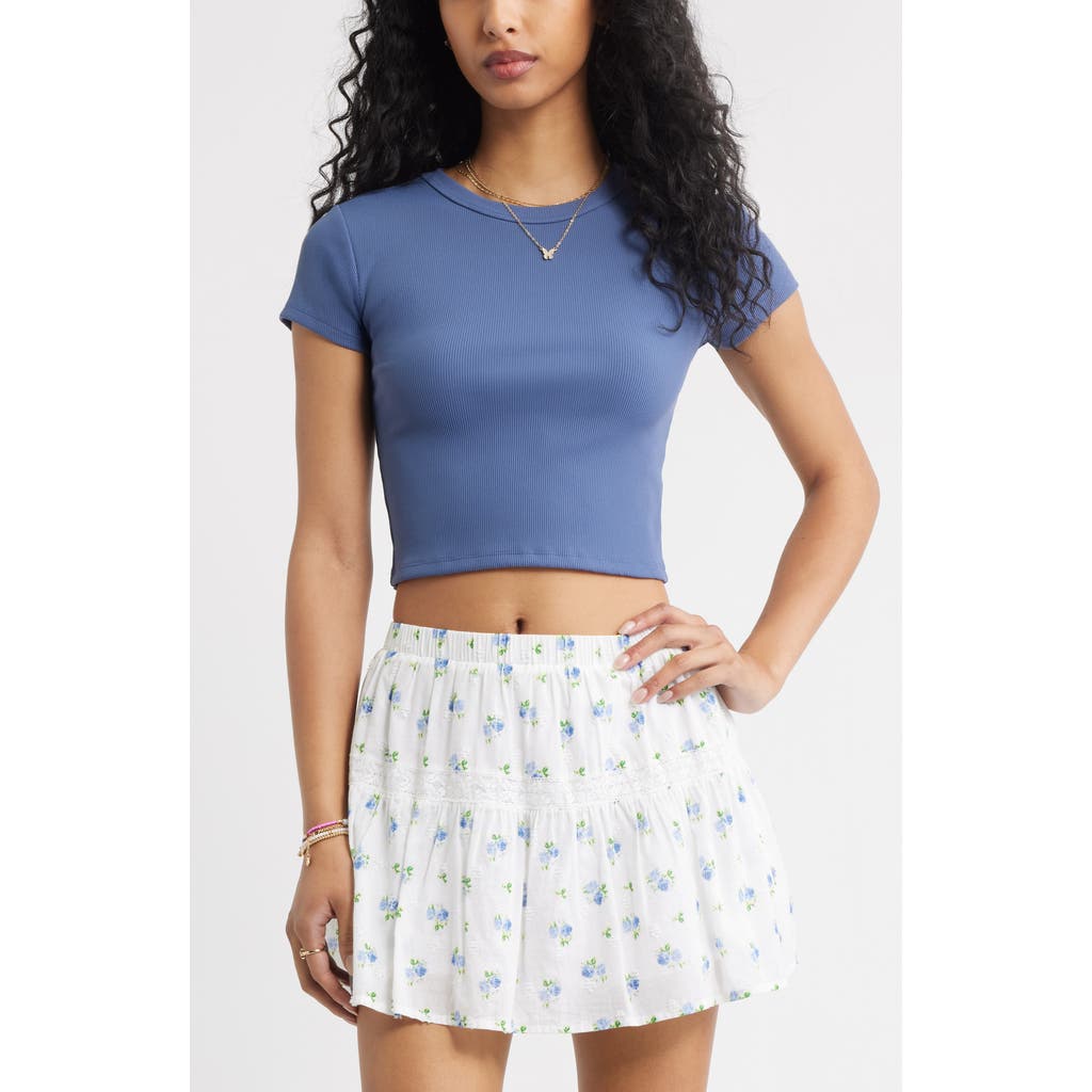 Bp. Compact Rib Crop Baby Tee In Blue