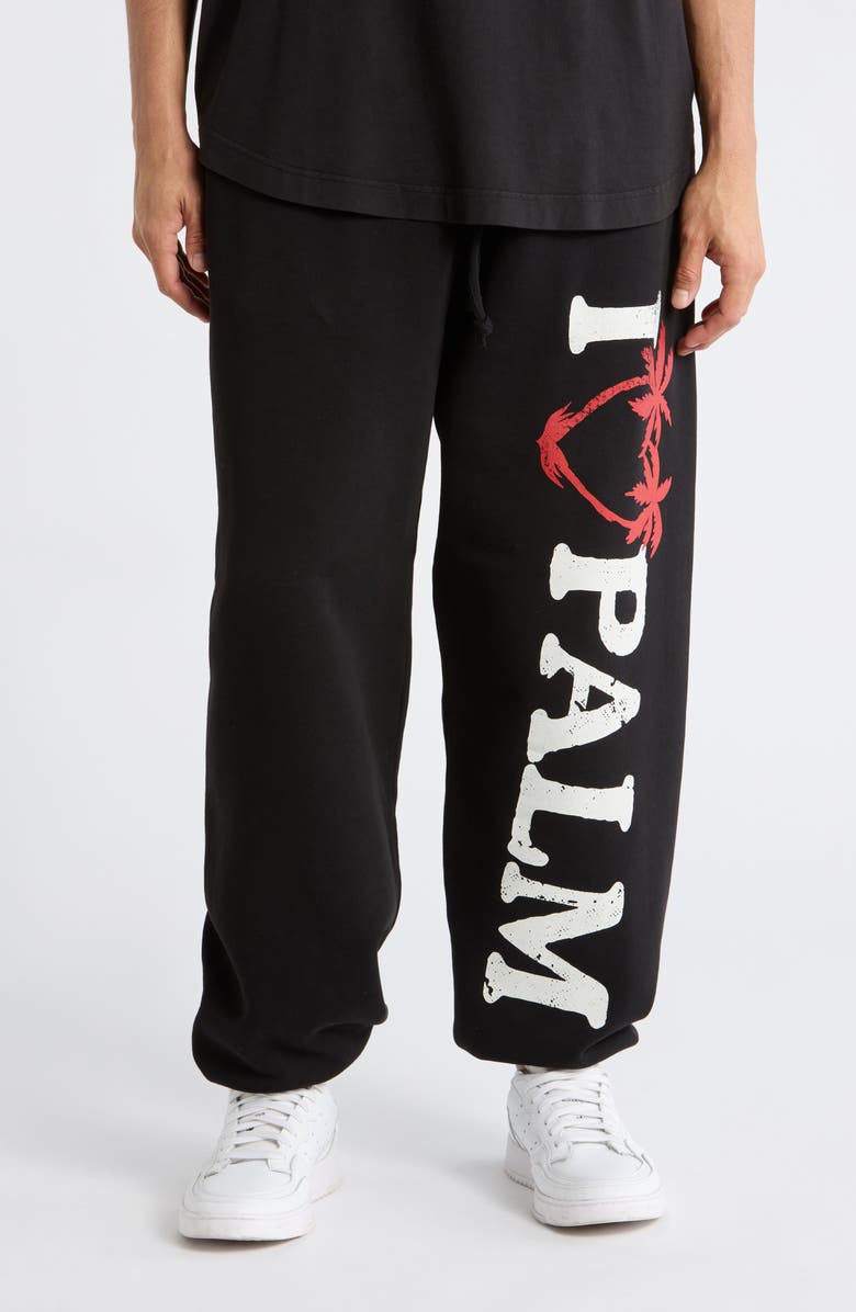 Palm Angels Logo Graphics Sweatpants, Main, color, Black Red