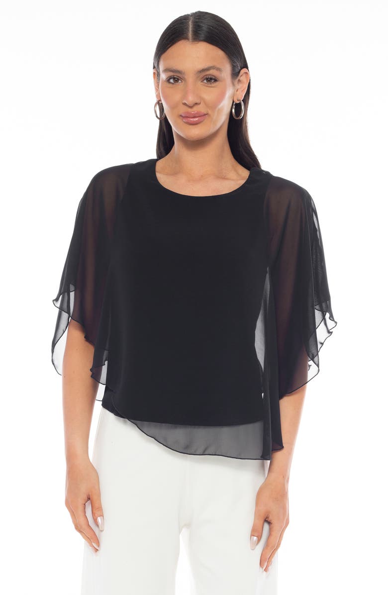 TASH AND SOPHIE Elbow-Length Sleeve Top, Alternate, color, Black