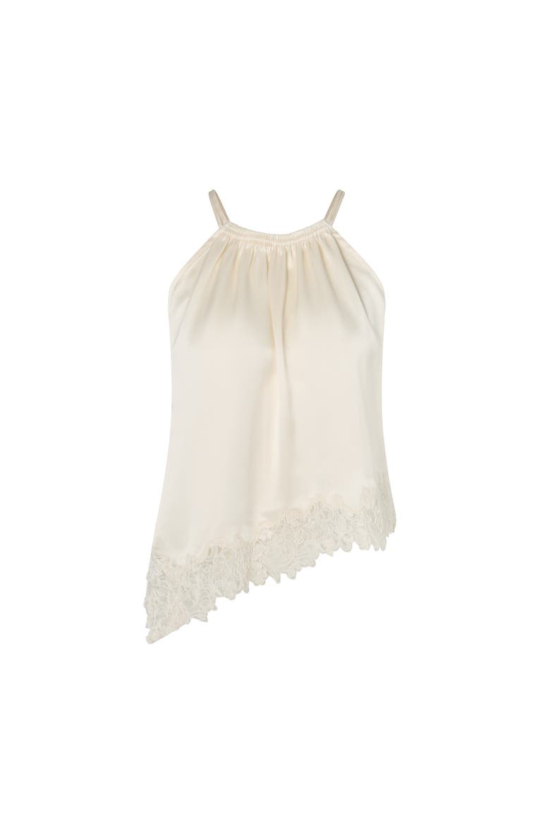 Madina Asymmetric Lace Hem Top, Alternate, color, Pearl