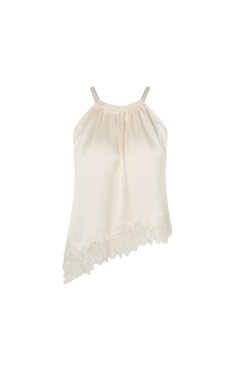 Malina Madina Asymmetric Lace Hem Top, Alternate, color, Pearl