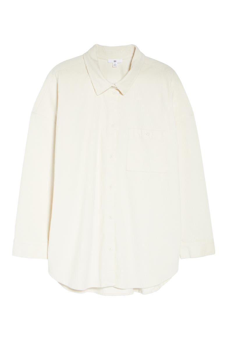 Corduroy Button-Up Shirt, Alternate, color, WHITE WHISPER