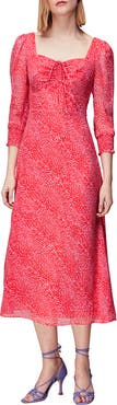 Whistles Diagonal Leopard Midi Dress