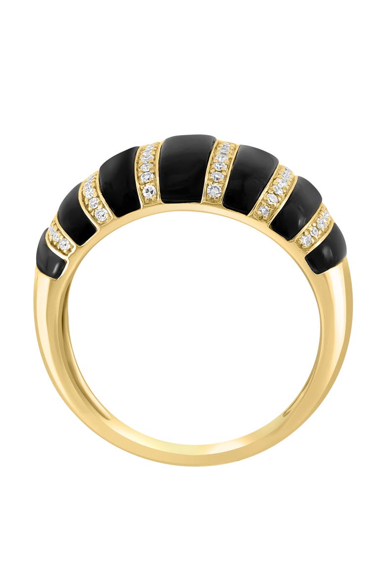 14K Yellow Gold Black Onyx Diamond Ribbed Ring, Alternate, color, 14K Gold