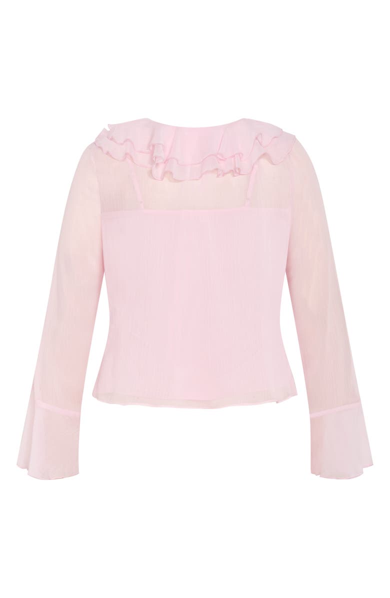 City Chic Luscious Sheer Ruffle Top, Alternate, color, 