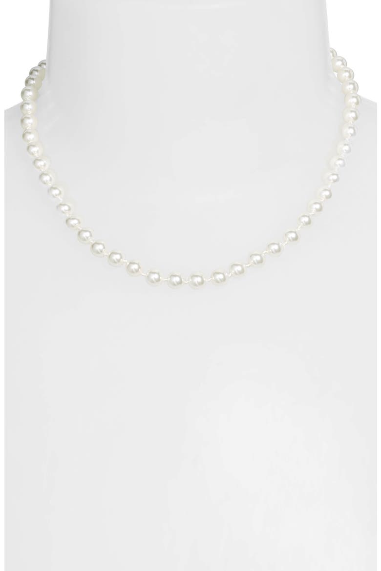 Timeless Imitation Pearl Collar Necklace, Alternate, color, WHITE- SILVER