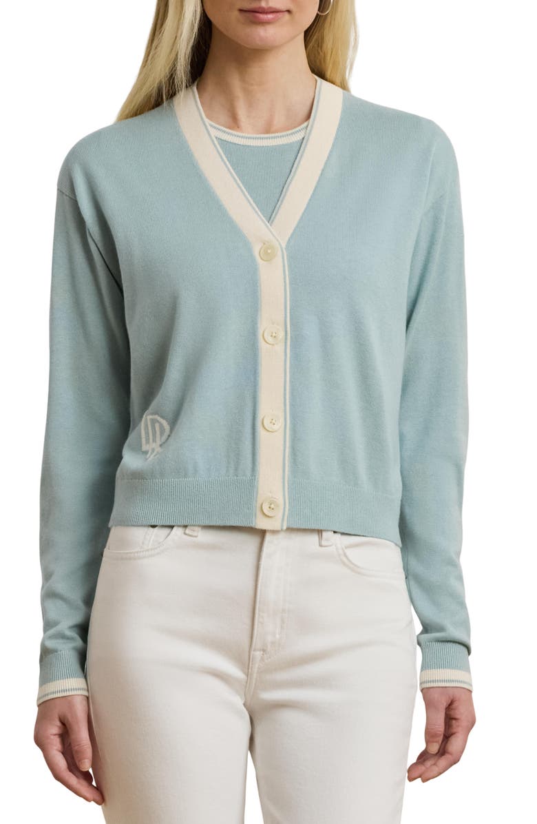Lauren Ralph Lauren Two-Tone Cotton Blend Cardigan, Main, color, 