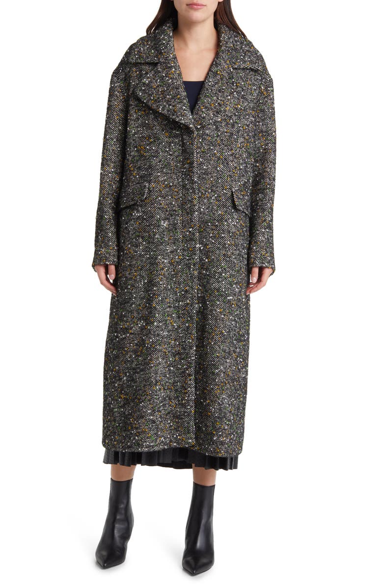 BOSS Clifi Herringbone Longline Coat, Alternate, color, Open Misc