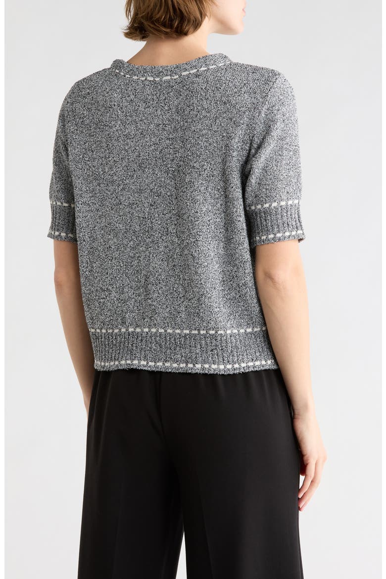 Short Sleeve Knit Cardigan, Alternate, color, BLACK COMBO
