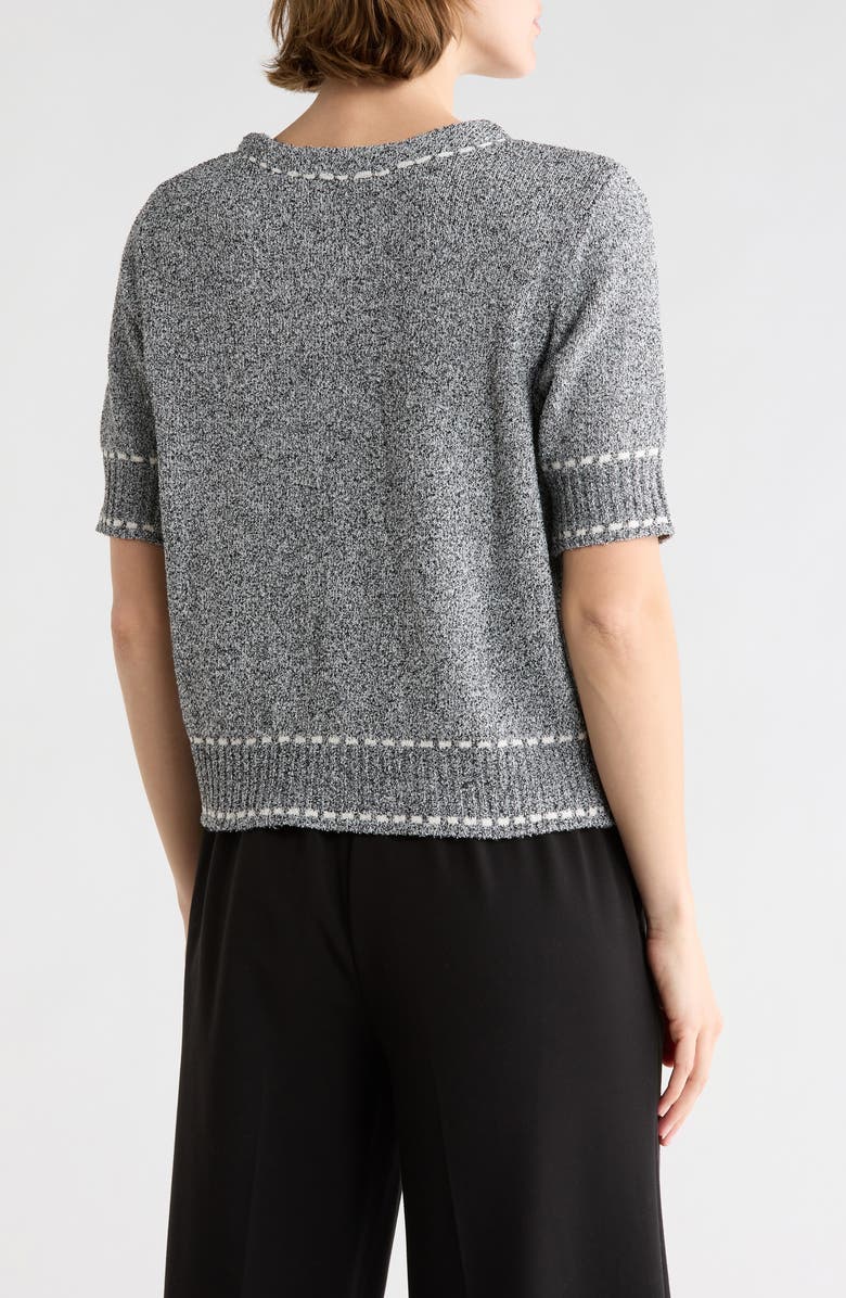 KAY UNGER SPORTSWEAR Short Sleeve Knit Cardigan, Alternate, color, Black Combo