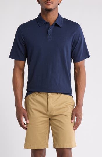 14th & Union Slub Cotton Polo In Navy Blazer