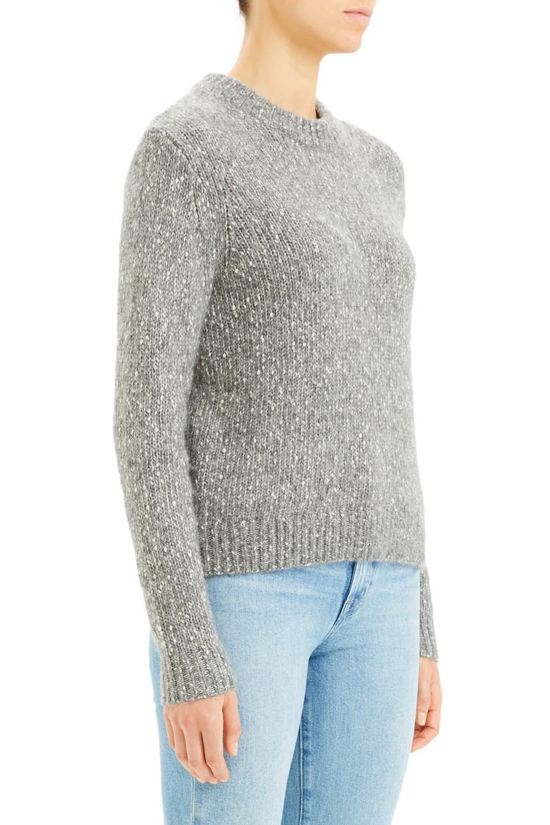Speckled Tweed Cotton, Wool & Alpaca Sweater, Alternate, color, MEDIUM HEATHER GREY