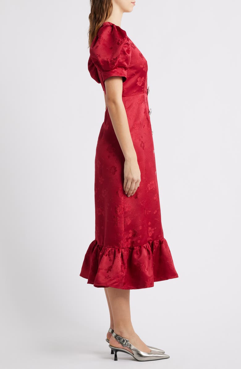 Sister Jane Carnival Hearts Puff Sleeve Midi Dress, Alternate, color, Red
