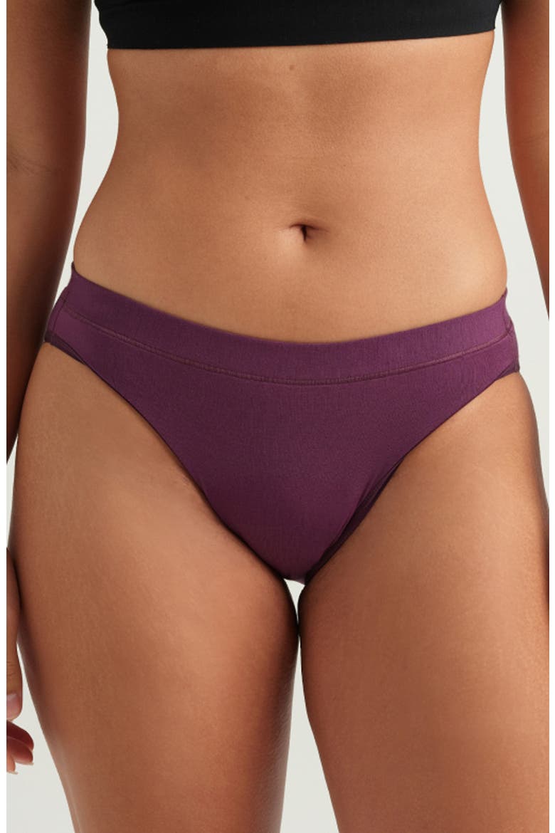 Period & Leakproof Regular Absorbency Comfort Bikini, Main, color, DEEP PLUM
