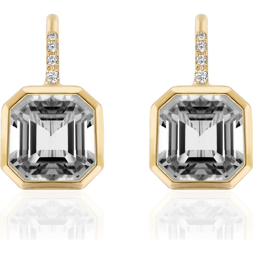 GOSHWARA Gossip Asscher-Cut Semiprecious Stone & Diamond Drop Earrings in Clear  product