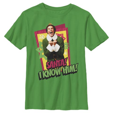 Boy's Elf Santa I Know Him Quote  Graphic T-Shirt