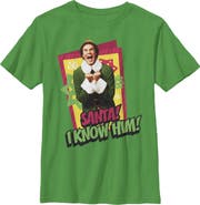 Elf Boy's Elf Santa I Know Him Quote Graphic T-Shirt