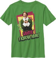 Elf Boy's Elf Santa I Know Him Quote Graphic T-Shirt
