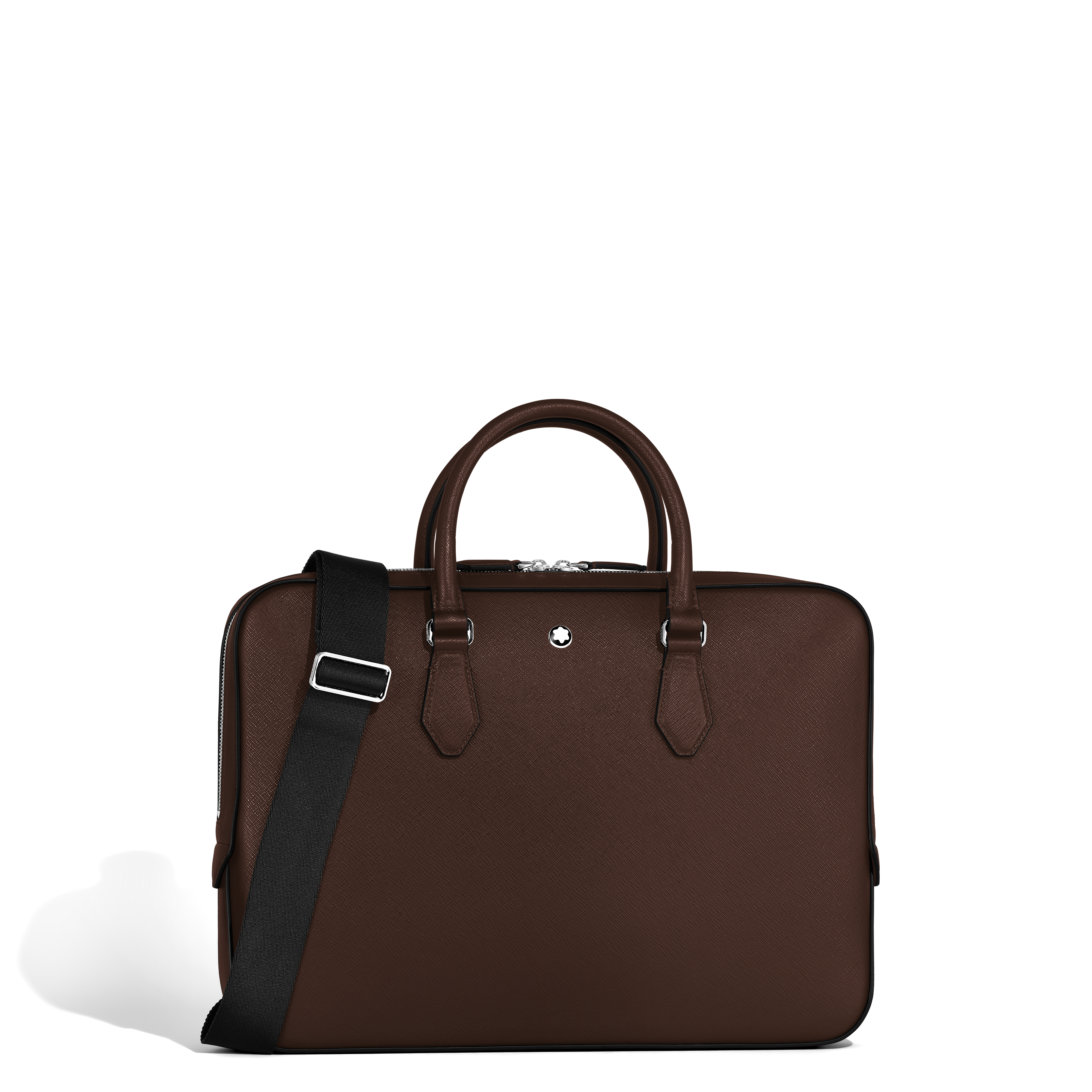 Sartorial Leather Thin Briefcase, Main, color, EBONY