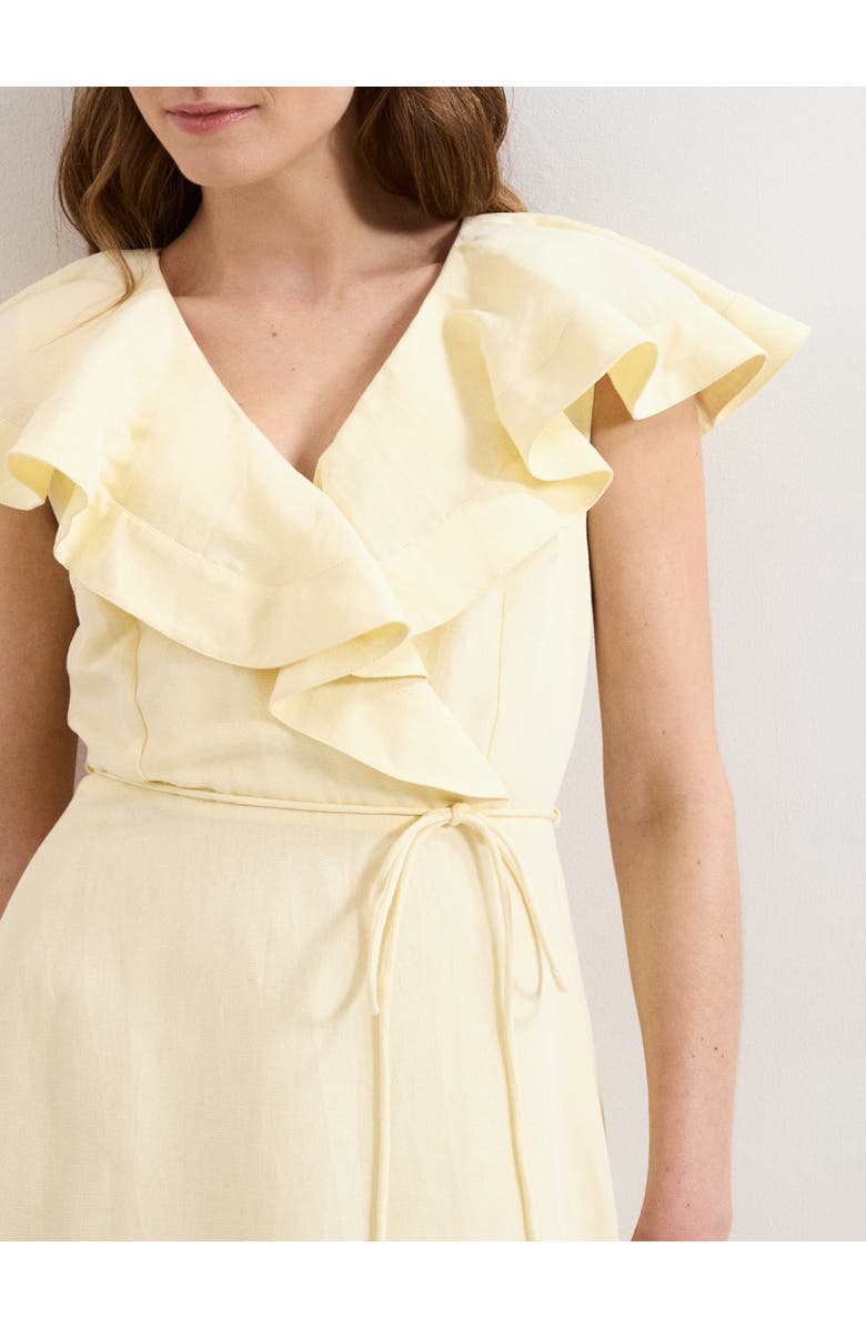Phase Eight Matilda Ruffle Linen Midi Dress, Alternate, color, Pale Yellow
