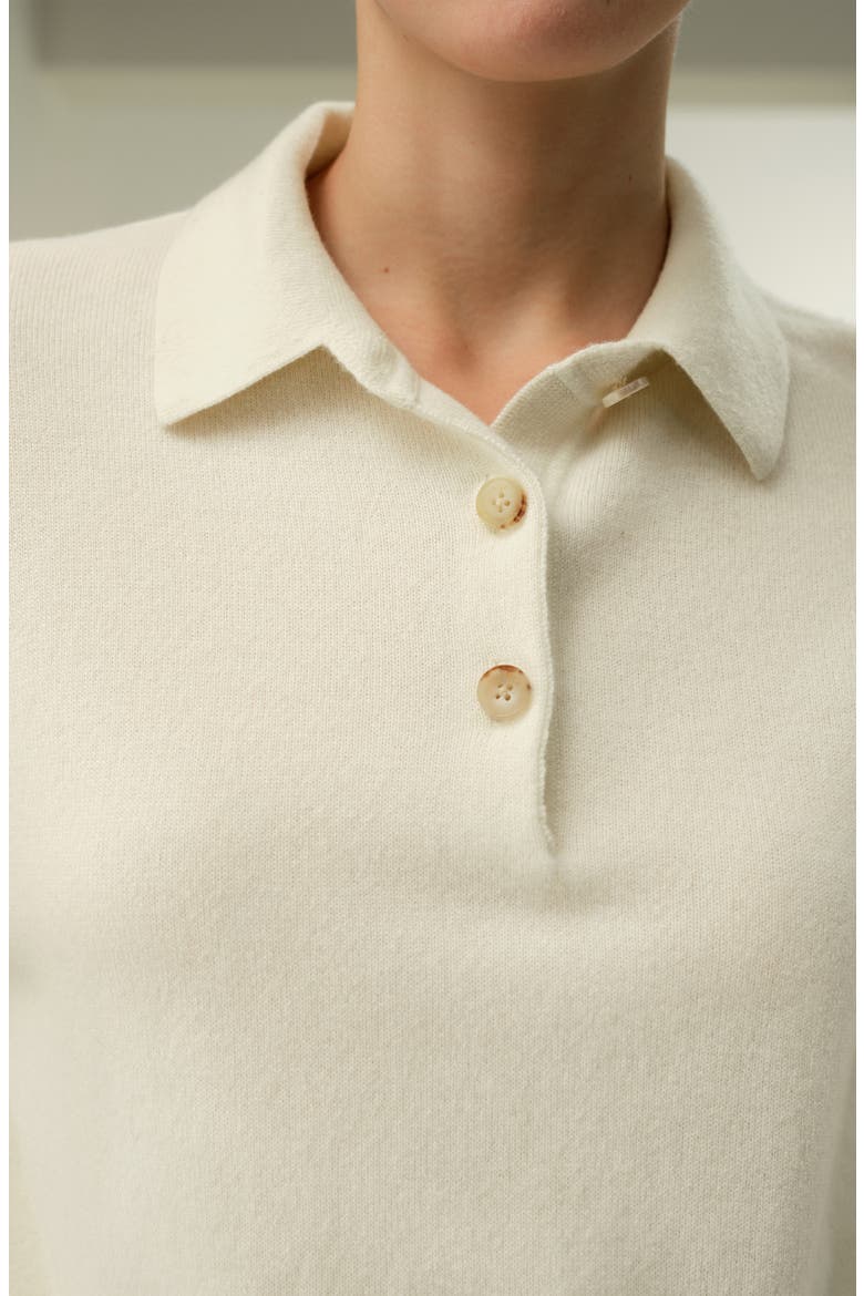Women's Baby Cashmere Polo Shirt, Alternate, color, Cloud