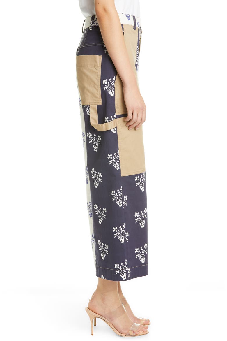 Flower Pot Patchwork Denim Crop Pants, Alternate, color, MIDNIGHT LINEN
