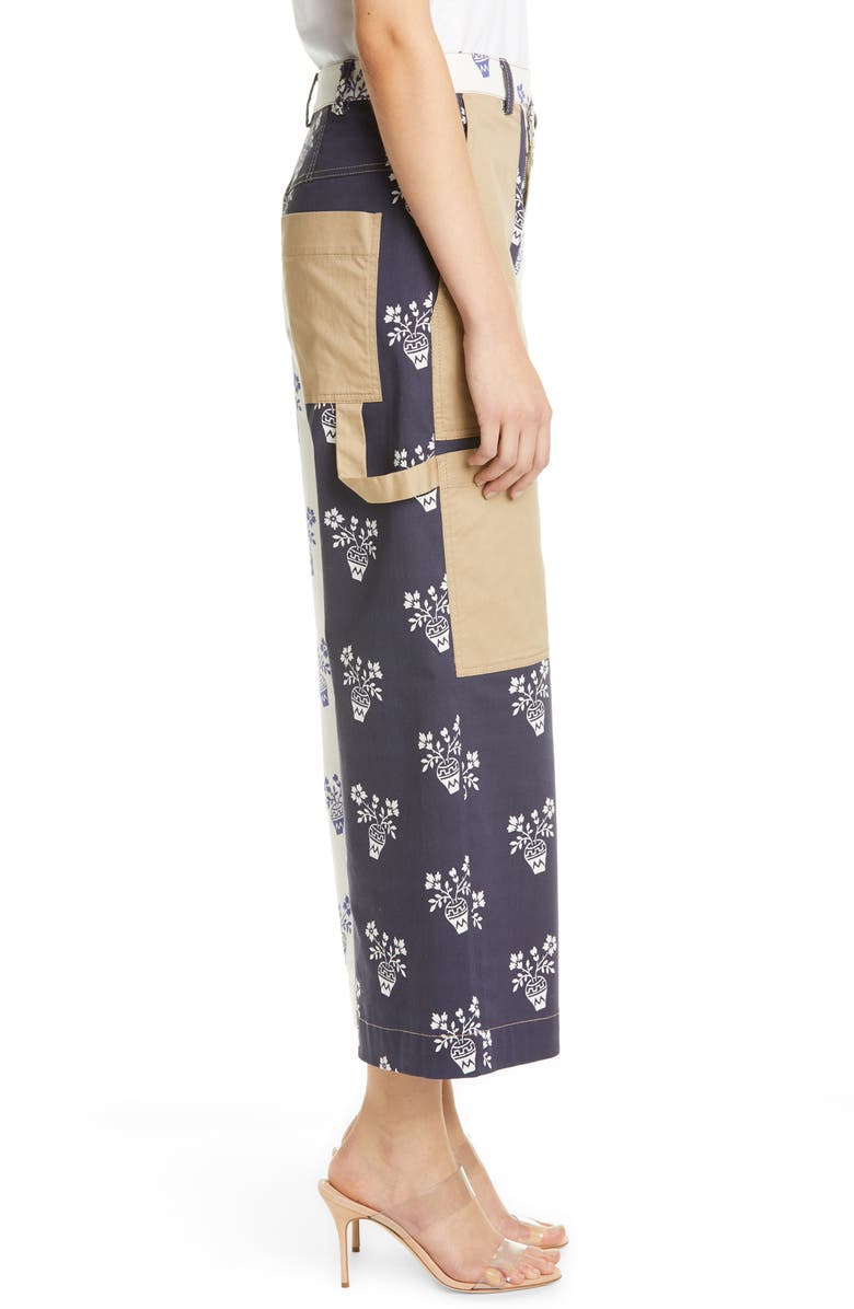 MONSE Flower Pot Patchwork Denim Crop Pants, Alternate, color,