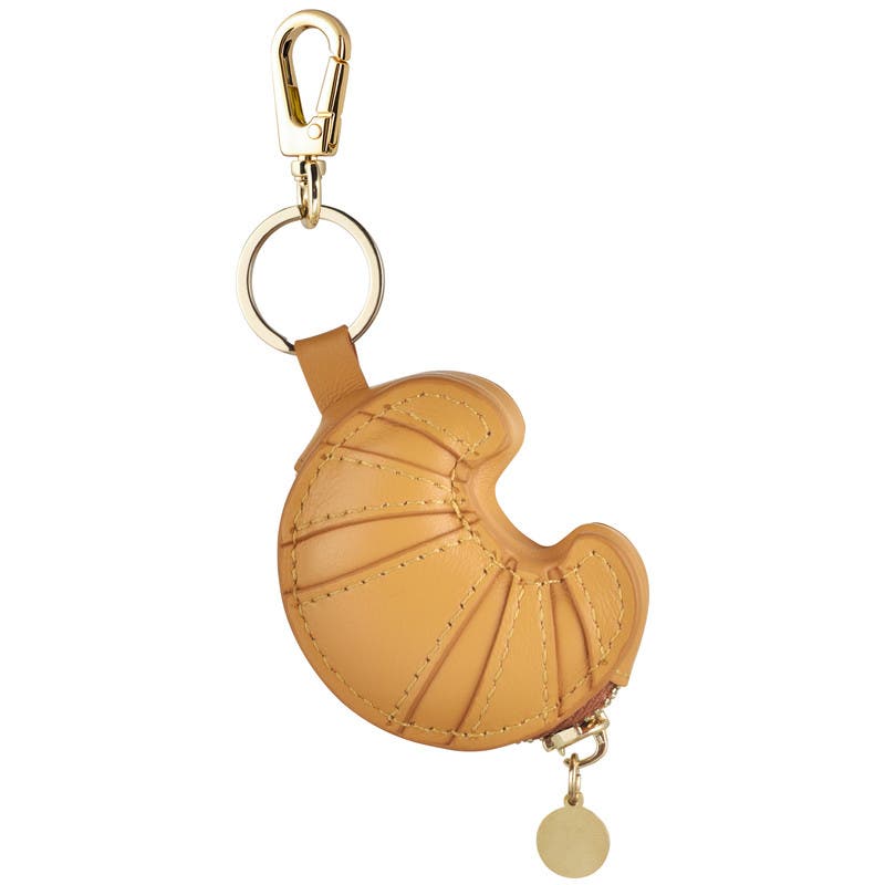 Posh Tech Croissant Bag Charm for Airtag<sup>®</sup>, Main, color, Brown
