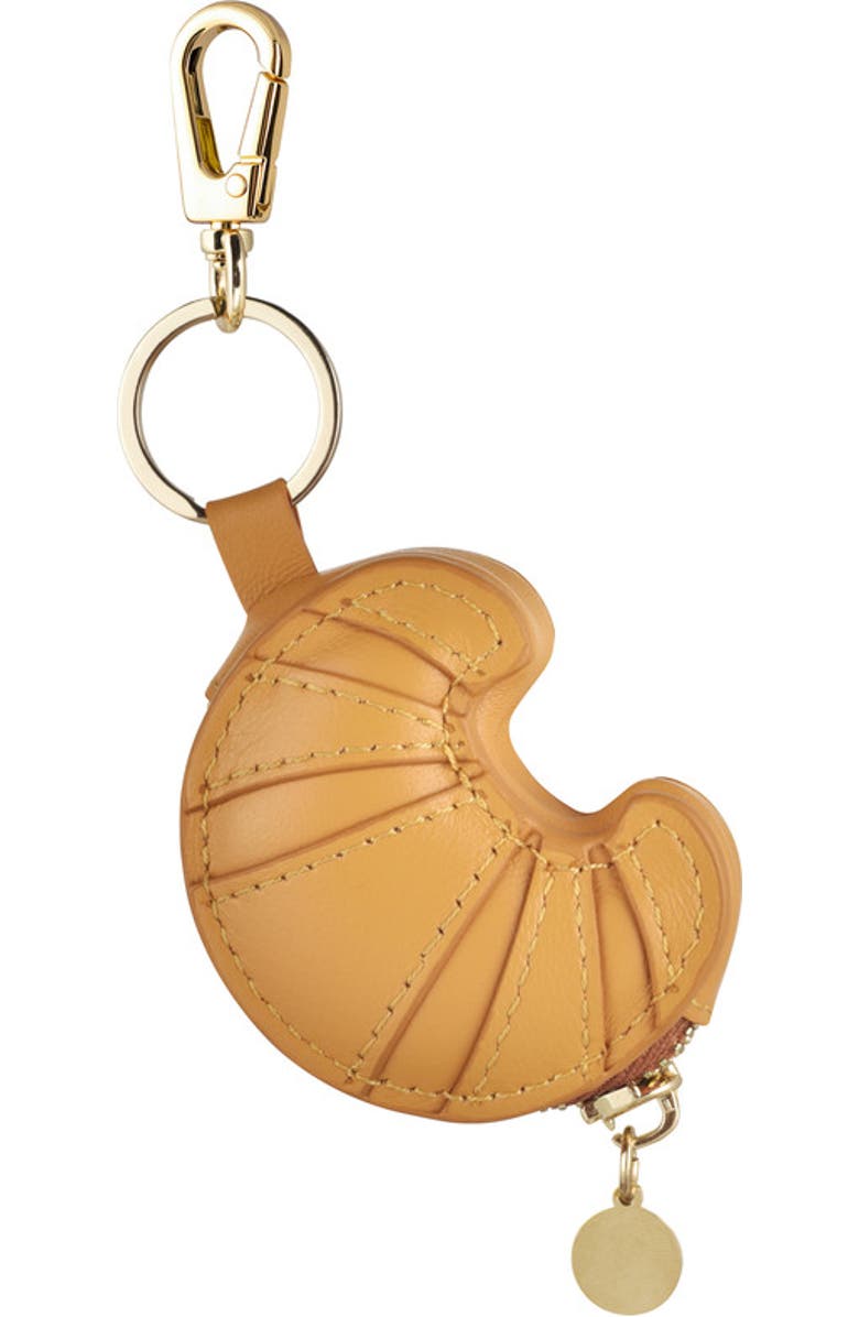 Posh Tech Croissant Bag Charm for Airtag<sup>®</sup>, Main, color, Brown