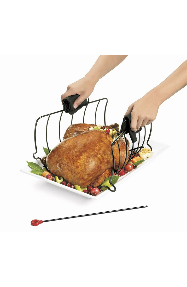 CUISIPRO Roast & Serve Non-Stick Turkey and Poultry Roasting Rack, Alternate, color, Black