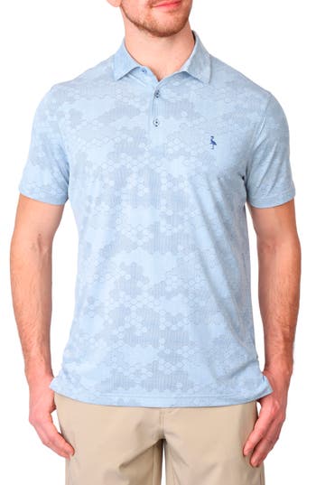 Tailorbyrd Honeycomb Print Performance Polo In Slate Blue