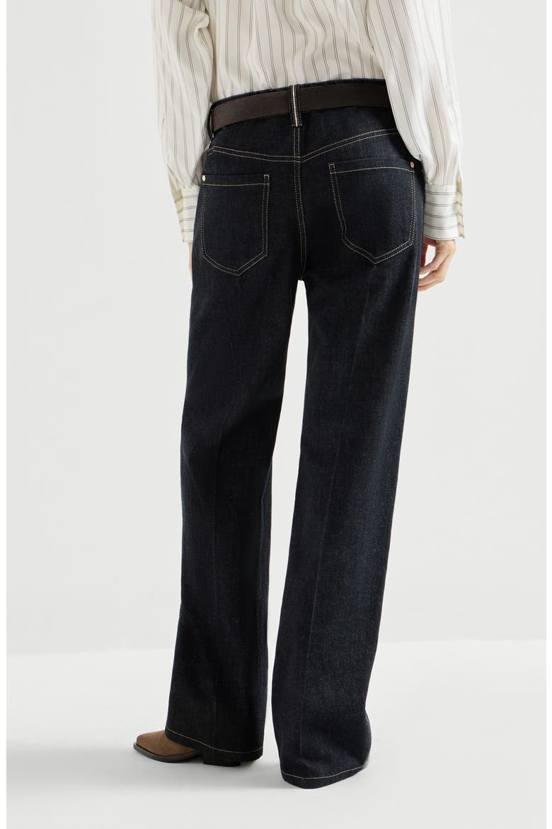 No-fade denim contemporary trousers with monili, Alternate, color, Dark Denim