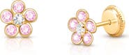 Tiny Blessings 14K Gold Flower Girl Stud Screw Back Earrings