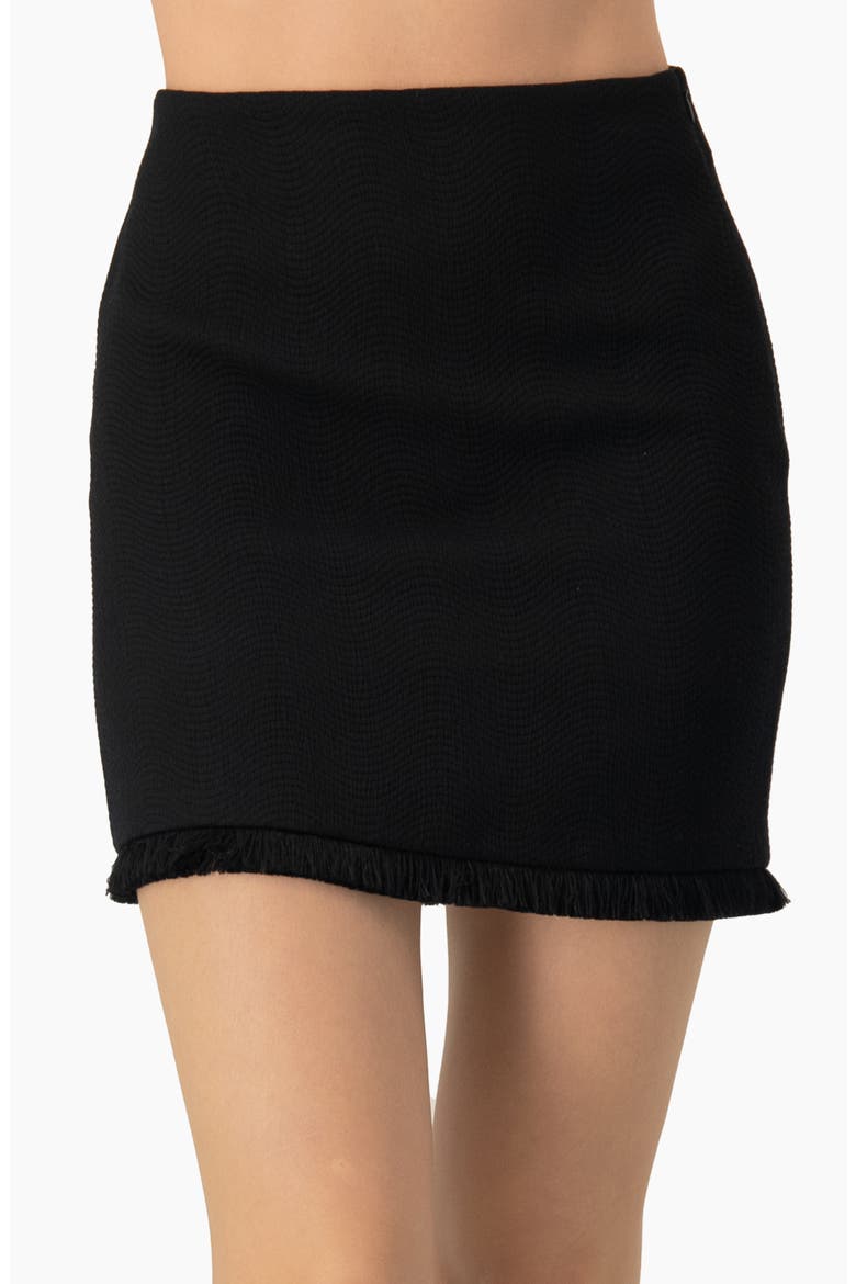 Short Skirt with Fringe Details, Main, color, Black