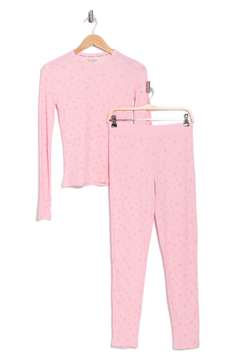 Juicy Couture Monogram Long Pajamas, Alternate, color, Lola Pink Heart