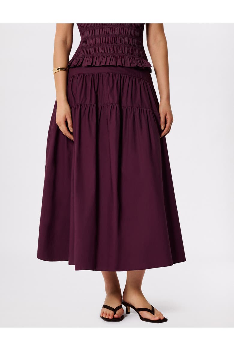 Tier Hem Cotton Skirt, Main, color, Plum