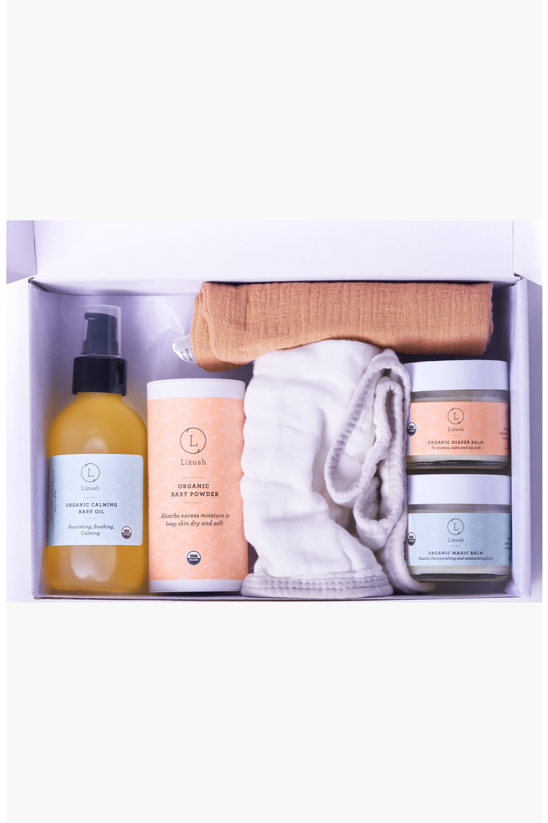 Organic full care new baby gift set, Alternate, color, Personalized Lid