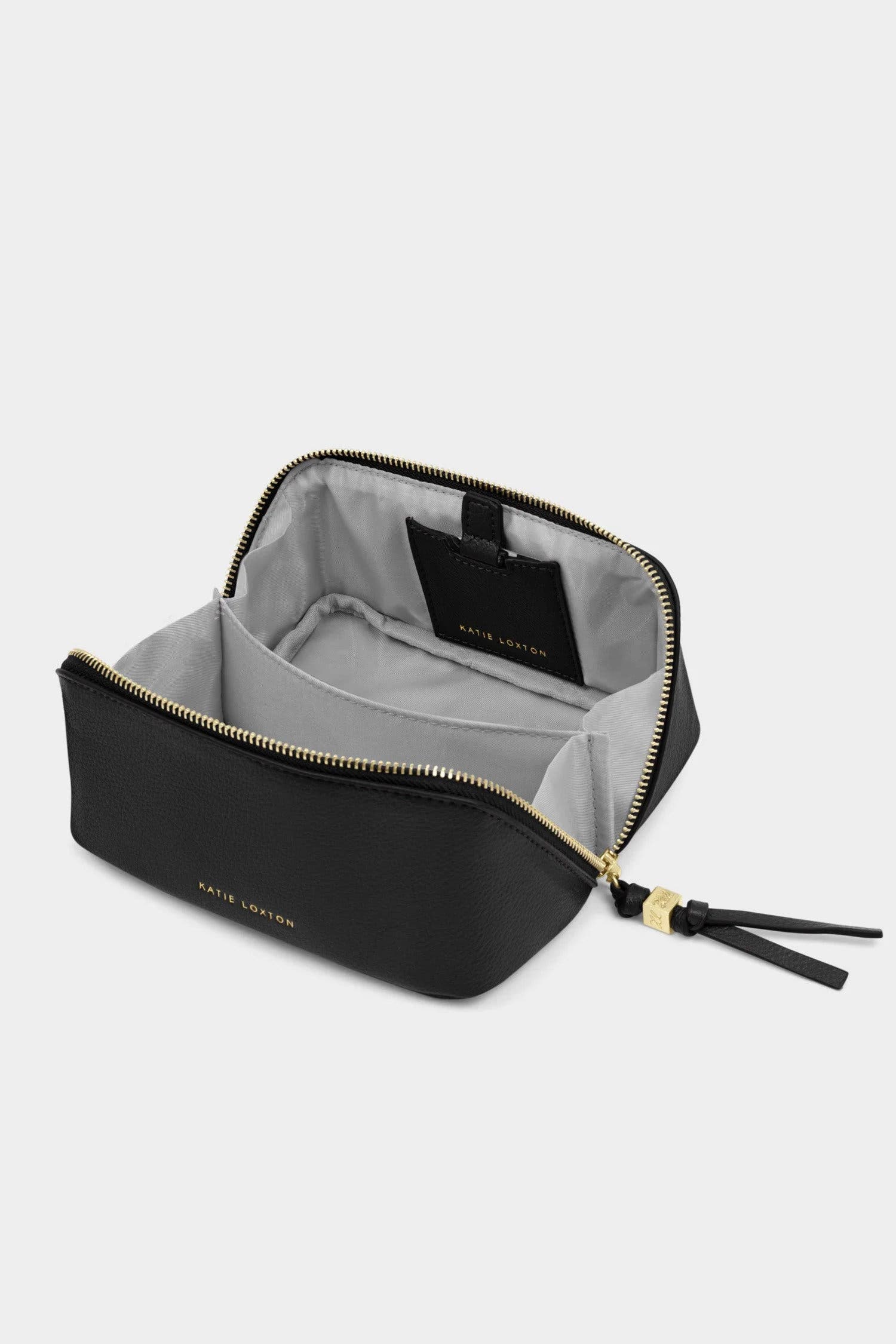 Fold-Out Mirror Makeup Bag in Black, Alternate, color, Black